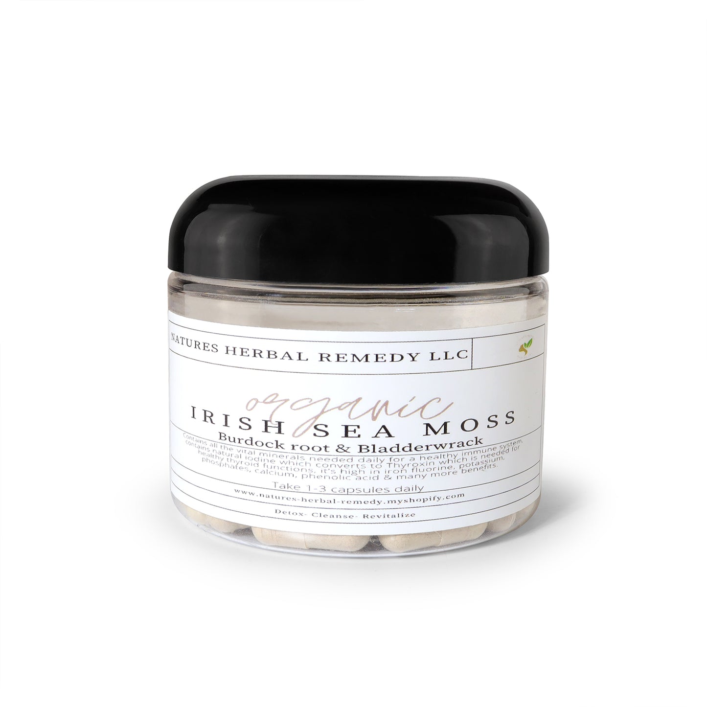 Organic Irish Sea Moss, Burdock root, & Bladderwrack Capsules (30 day supply)